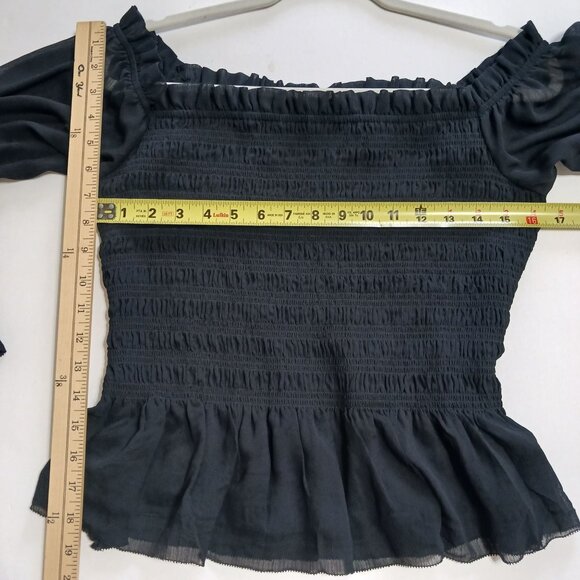 Torrid Black Crinkle Chiffon Off Shoulder Smocked Crop Top 1X - Picture 11 of 12